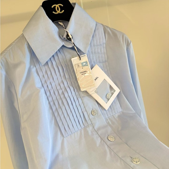 Authentic CHANEL Sky Blue Shirt - Picture 3 of 6